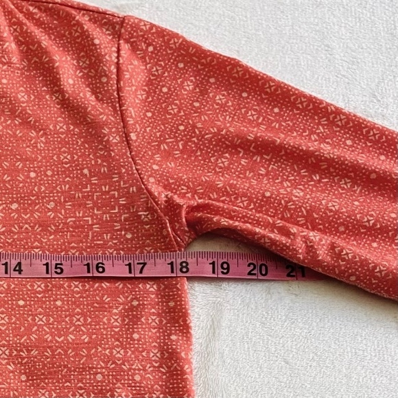L.L. Bean Streamside Tee, Three-Quarter-Sleeve Splitneck, Coral/Orange Petite XS - Picture 5 of 10
